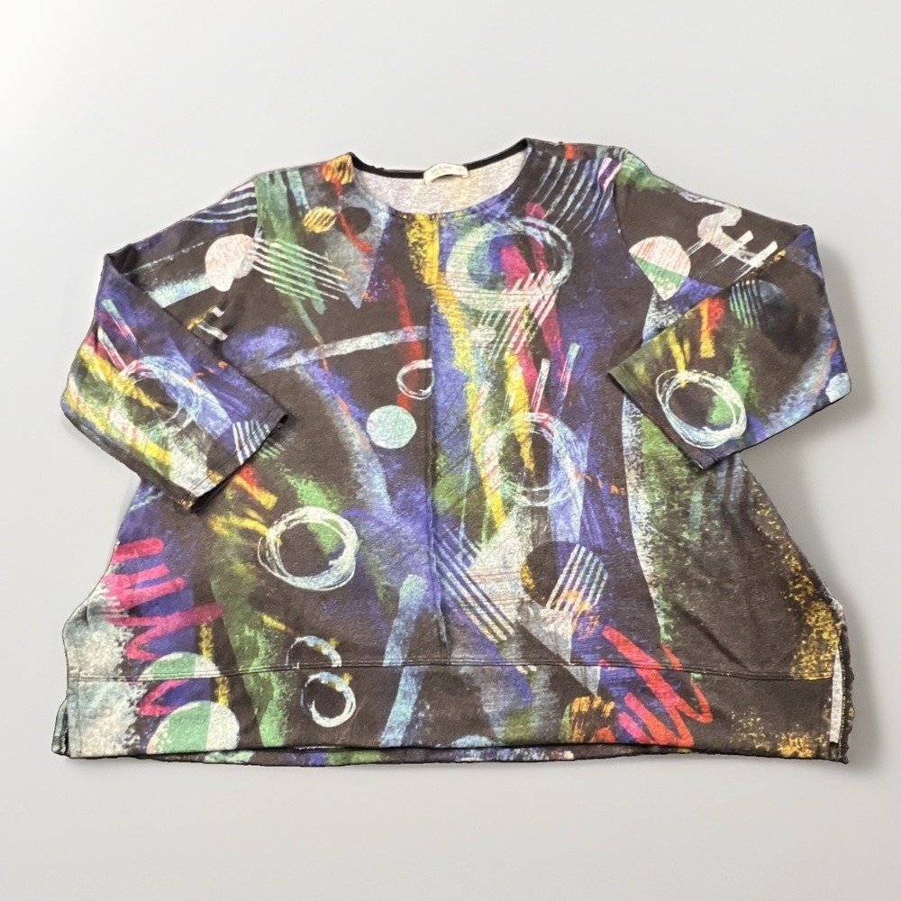 Jess & Jane 1X Tunic Top Geo Pop Abstract Art To Wear Sublimation Plus USA Boho